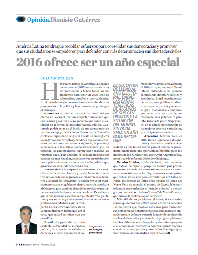 2016 ofrece ser un año especial