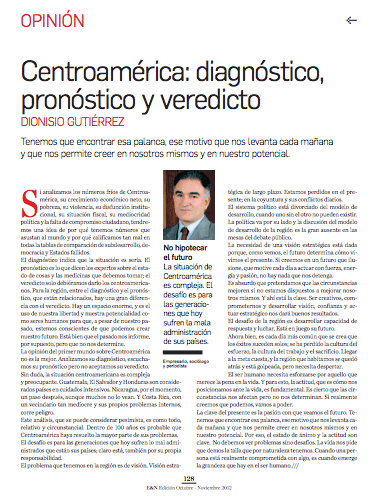 Centroamérica diagnóstico, pronóstico y veredicto