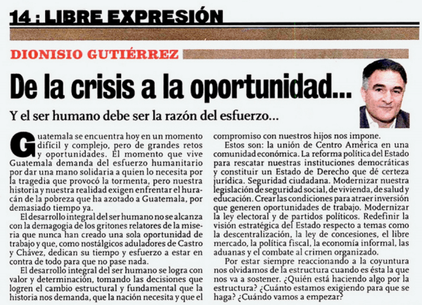 De la crisis a la oportunidad