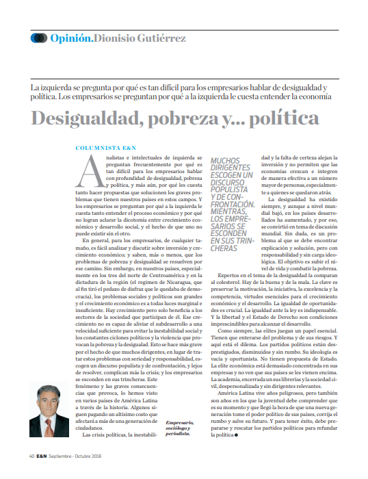 Desigualdad, pobreza y… política