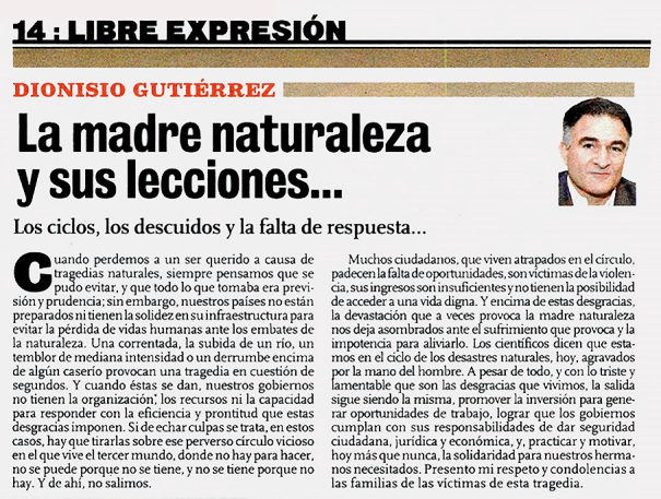 La madre naturaleza y sus lecciones