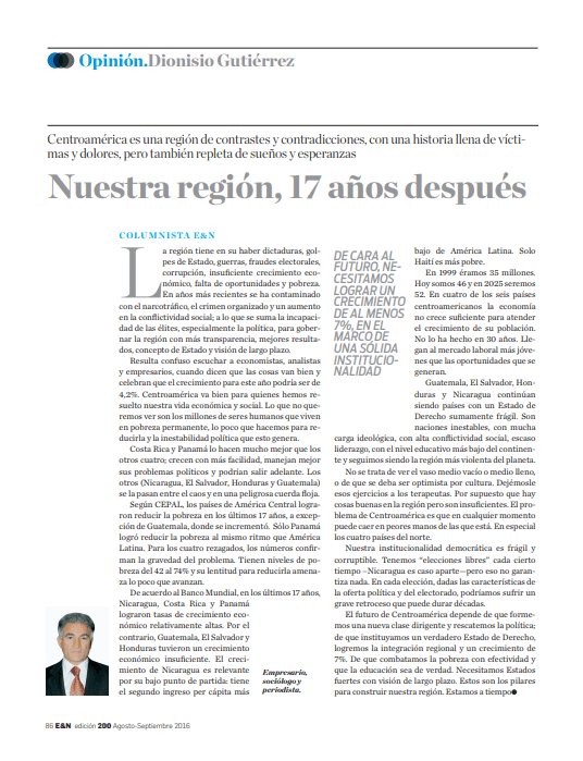 Nuestra región, 17 años después