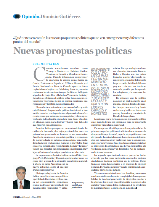 Nuevas propuestas políticas